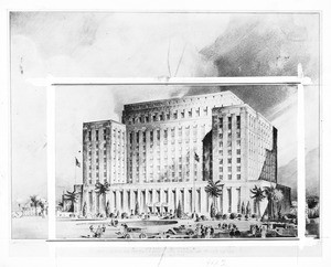 Architect's drawing of the United States Post Office and Courthouse, 1933