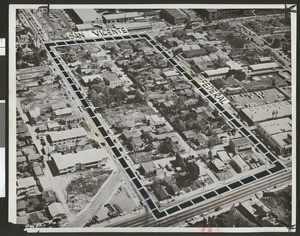 Blighted neighborhood in West Los Angeles slated for Barrington Plaza development, 1959