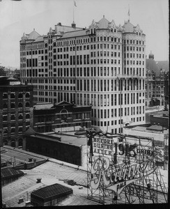 A view of the Hall of Records from a rooftop across the street, ca. 1920-1960