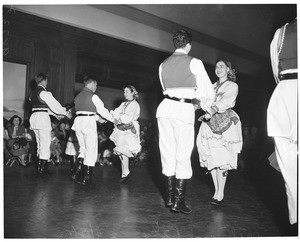 Folk dancers at County Museum, 1953