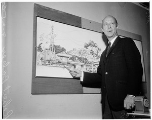 Drawing of Budhist temple, 1960