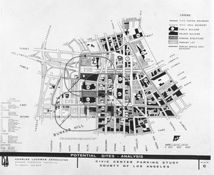 Potential sites--analysis, Civic Center Parking Study, County of Los Angeles, 1961