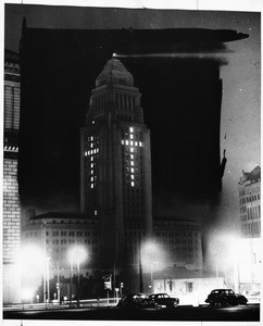 Cross on City Hall for Christmas, 1951