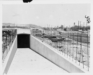 Passenger ramp and tunnel at Union Station site, 1936