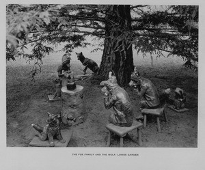 The Fox Family and the Wolf in the Lower Garden of Busch Gardens, ca. 1910-1940