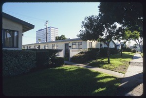 Block of blockish homes and industrial buildings in Fidelia Avenue, Washington Boulevard and surroundings, Commerce, 2005