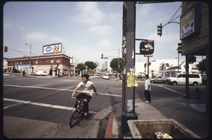 Commercial strip on West Pico Boulevard from Hoover Street to two blocks west (Magnolia Avenue), Los Angeles, 2004