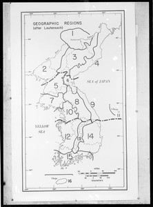 Geographic regions of Korea (after Lautensach) (map)