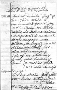 L. P. Bischoff' s summary of his command of the USS Tutuila from July 1930 to July 1931 (handwritten)