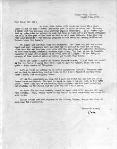 Carr Liang letters to his aunt and to James and Sarah Daily, 1940-1942