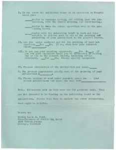 Publishing Board survey form for contracted editors for the Church of God in Christ, 1990-1995?