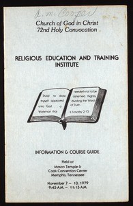 Annual Holy Convocation, COGIC (72nd: 1979), religious education and training institute program