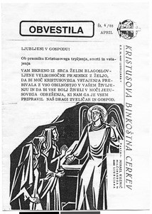 Christ's Pentecostal Church Ljubljana, Bulletin, April, 1988