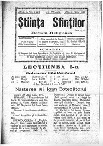 The Science of Saints, 1931, vol, 2, no. 1-2 = Ştiinţa Sfinţilor, 1931, anul II, nr 1-2