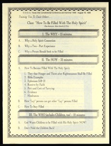How to be filled with the Holy Spirit, COGIC Texas Inter-Jurisdictional Conference and Seminar, 1998