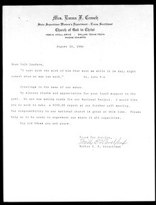 Crouch, letter, 1984 to COGIC "unit leaders"