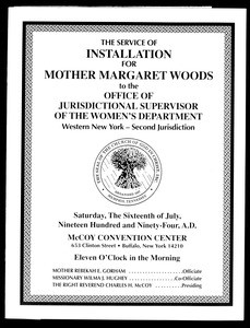 Installation service program, Margaret Woods, 1994