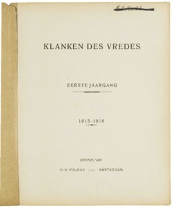 Klanken des vredes, vol. 01 (1915), nr. 01