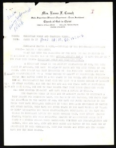 "Christian women and changing times", notes for a sermon