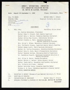 Annual post-convention evaluation meeting minutes, COGIC, 1989