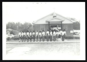 Saints Industrial girls leaving chapel, 1974