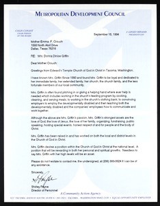 Payne, letter, 1994, to Crouch