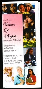 Women of purpose conference & retreat flier, COGIC, Dallas, 2007