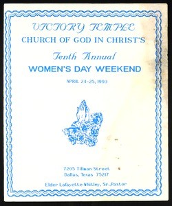 Victory Temple, COGIC, Women's day weekend (10th: 1993), Dallas, program