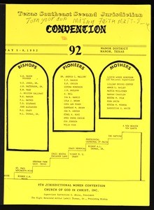 Women convention program, Texas southeast, COGIC (9th: 1992), Manor, Texas