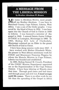 A message from the Liberia mission, after 1963