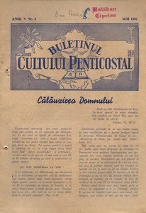 Buletinul Cultului Penticostal - Biserica lui Dumnezeu Apostolica