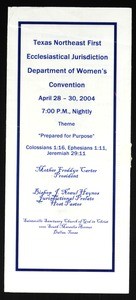 Department of Women flier, Texas northeast, COGIC, Dallas, 2004