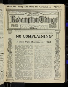 Redemption tidings, vol. 8, nos. 1-12, Jan.-Dec. 1932