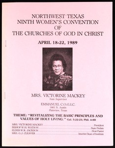 Women's convention, Northwest Texas, COGIC (9th: 1989), program