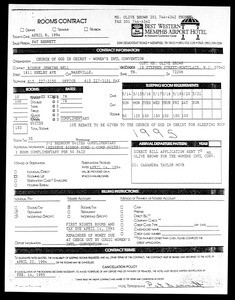 Rooms contract, Best Western Memphis Airport Hotel, 1994