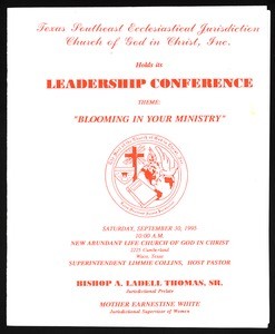 Texas Southeast Second Ecclesiastical Jurisdiction, COGIC, leadership conference program, 1995