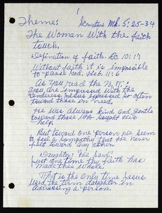 "The woman with the faith touch", notes for a sermon
