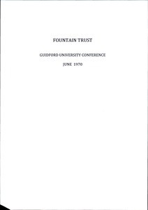 Fountain Trust. Guildford University Conference, 1970