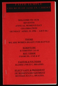 Women's day program, Faith Temple COGIC, 1996