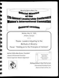 17th Annual Leadership Conference, COGIC, Women's International Convention, General Session, minutes, 2005