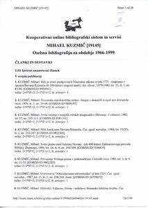 Osobna bibliografija Mihaela Kuzmiča; 1966. - 1999
