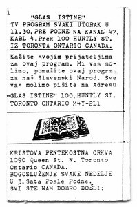 A leaflet by Yugoslavian Pentecostals in Canada