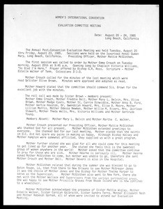 Annual post-convention evaluation meeting minutes, COGIC, 1985