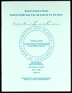 Leadership conference, International Women's Department, COGIC (8th: 1996), program