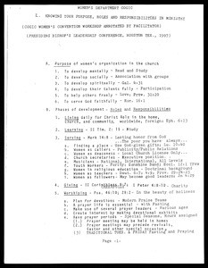 COGIC, Department of Women, leadership conference syllabus, 1997