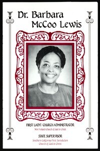 Pamphlet regarding Barbara McCoo Lewis, after 1997