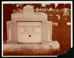 Dr. Mallory’s tombstone, Illinois, after 1977