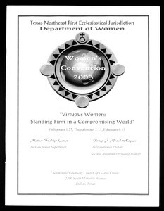 Annual women's convention, Texas Northeast, COGIC, Dallas, 2003, program (copy 2)