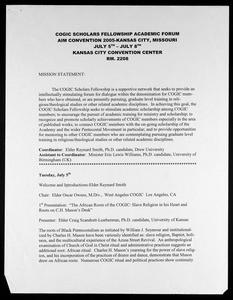 COGIC scholars fellowship academic forum program, 2005
