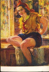 Young woman sitting on a windowsill